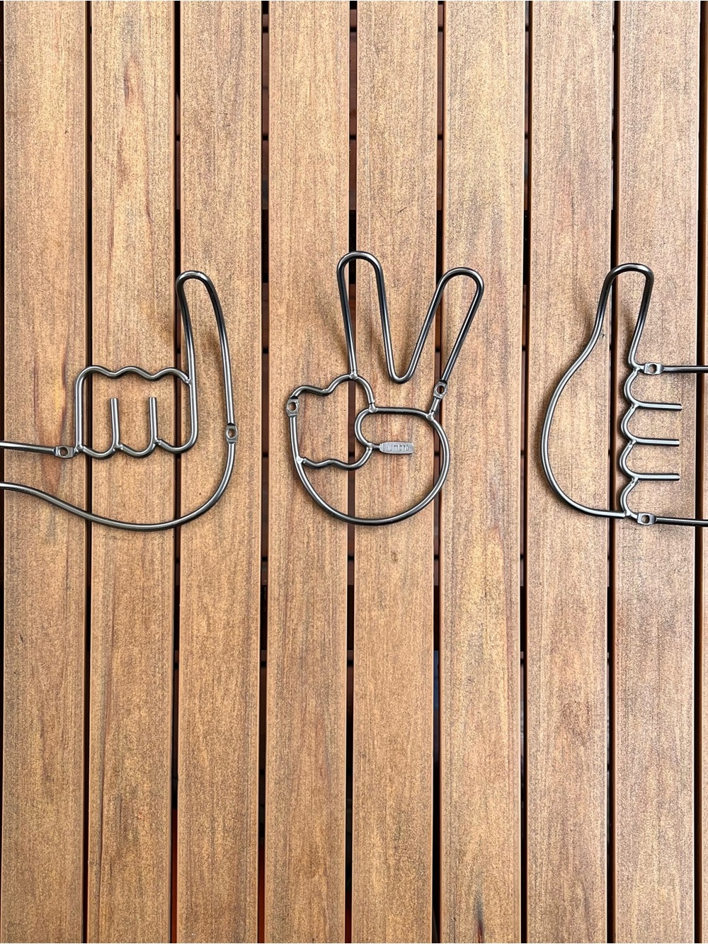 Umbra Metal Wall Hooks Peace Shaka Thumbs Up EUC (set of 3)